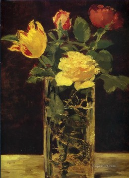  Rose Oil Painting - Rose and tulip Eduard Manet